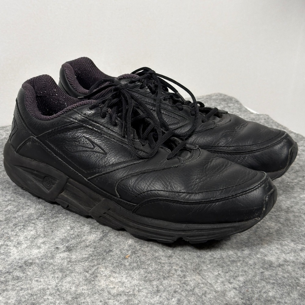 Brooks Addiction Walker Sneaker Shoes Mens 14 Walking Black Leather Low Top Run